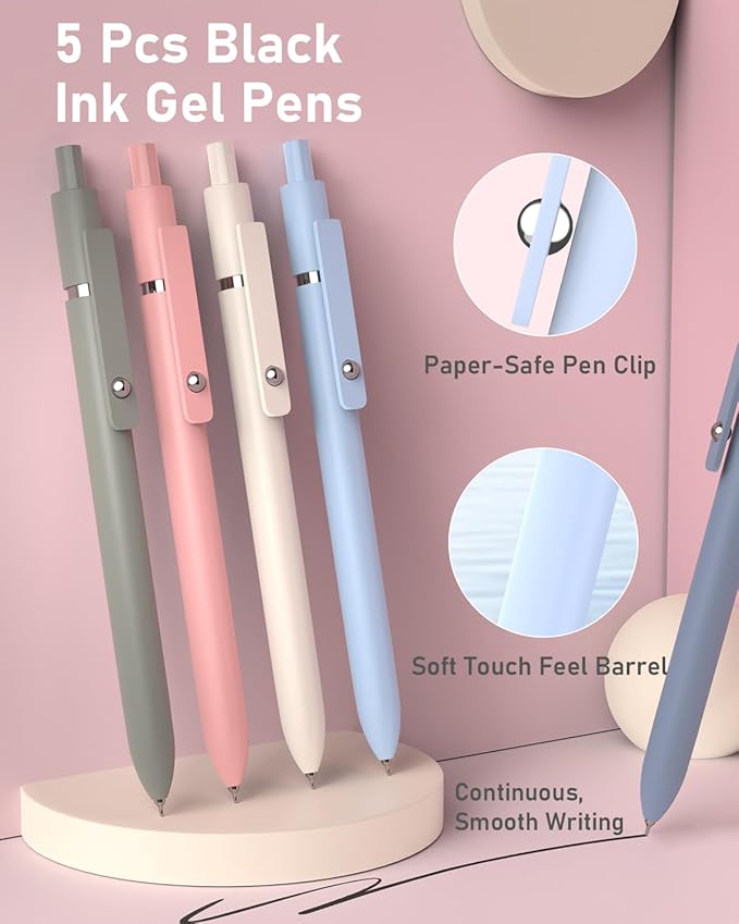 Four Candies 39 PCS Aesthetic School Supplies with Cute Pen Case, 12 Pastel Highlighters, 5 Black Ink Gel Pens, 6 Mechanical Pencils Set for Students Stationary College Essentials (Blue)