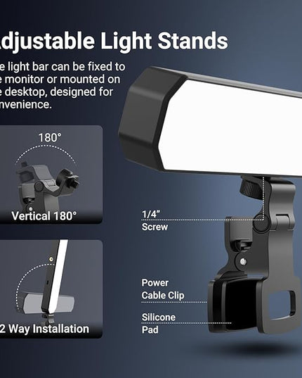 NEEWER Basics Desktop LED Light Kit with 11" Stand/Monitor Clamp, 2 Pack(12W) CRI95 Bi Color Video Conference Zoom Lighting for Laptop Computer Webcam, Compatible with iPhone Video Recording, L10