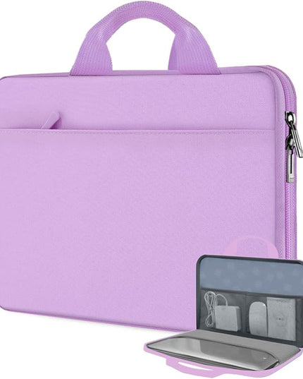 Hseok Laptop Case 13.3-14 inch Briefcase Handbag, Water-Resistant and Shockproof Computer Sleeve Compatible with MacBook Pro 14", Mac Air/Pro 13.3" and 13"-14" Notebooks Chromebooks,Purple
