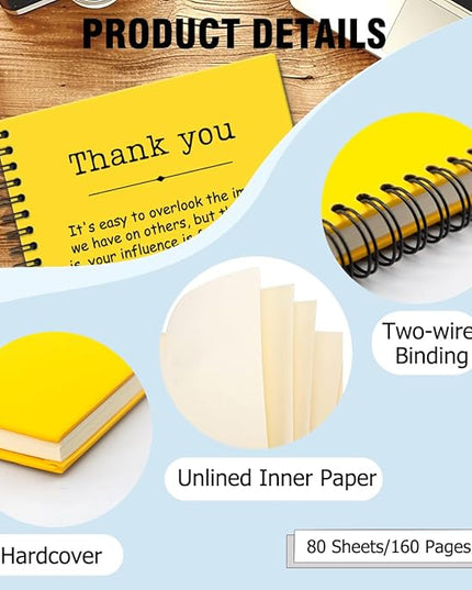 Thank You Yellow Hardcover 160 Pages Spiral Notebooks, Funny Thank You Gifts for Women Men Coworkers Leader Mentor, Appreciation Gifts for Employees, Thanksgiving Gifts for Colleagues Leaders