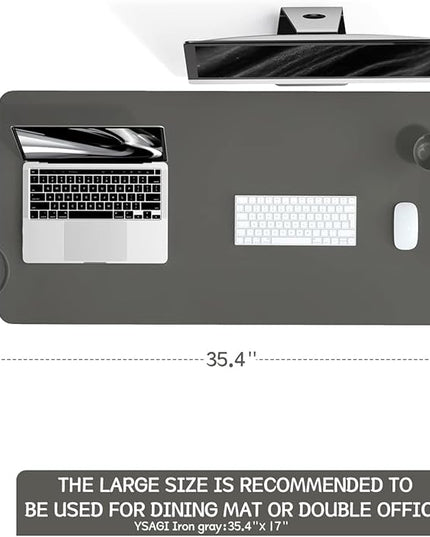 YSAGi Non-Slip Leather Desk Pad L Size, Waterproof Laptop Computer Desk Keyboard Mat, Table Protector Blotter Mat, Large Mouse Pad for Office/Work/Home/Decor(Dark Gray, 35.4" x 17")