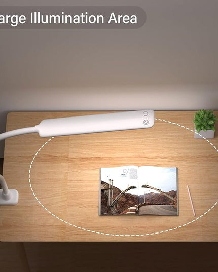 LED Desk Lamp With Clamp, 10W Gooseneck Lamps Touch Control,Swing Arm Clamp Lamp, Architect Clamp Desk Lamp Dimmable,Nail Lamp for Desk Table (White)