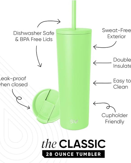 Simple Modern Classic Tumbler with Lid and Straw | Insulated Iced Coffee Cup Reusable Stainless Steel Water Bottle Travel Mug | Gifts for Women Men Her Him | 28oz | Baja