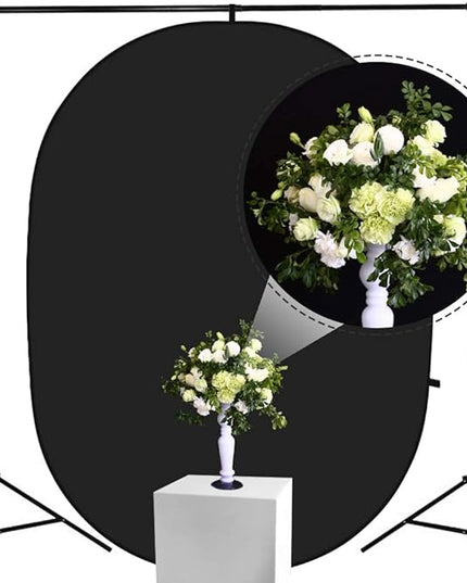 FOTOCREAT-5x6.5ft(1.5x2m) Black/White Double-Sided Pop-Up Collapsible Backdrop -Reflector Photo Backdrop Background for Video & Photo
