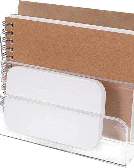 Acrylic Mail Organizer File Holder for Desk, 3 Compartments Clear Desk Organizer Desktop Vertical Letter Sorter for Envelopes, Bill, Document, Notebook,Countertop Folder for Office, Home & School,1 PC