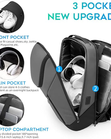 BANGE Business Smart Backpack Waterproof fit 15.6 Inch Laptop Backpack with USB Charging Port,Travel Durable Backpack