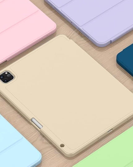 ZryXal iPad Pro 11 Inch Case (M5) 2025/ (M4) 2024 (Model: A2836/A2837/A3006), Trifold Stand Smart Cover with Pencil Holder and Soft TPU Back, Auto Wake/Sleep (Champagne Gold)