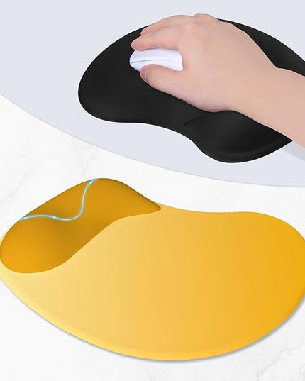 ITNRSIIET Ergonomic Mouse Pad, Cushioned Gel Wrist Rest, Non-Slip Base, Smooth Surface, Cute Multi-Color, 9.5 x 8.2 in, Yellow Gradient