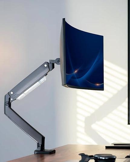 VIVO Premium Aluminum Monitor Arm for Ultrawide Screens up to 49 inches and 33 lbs, Heavy Duty Single Desk Mount, Pneumatic Height, Max VESA 100x100, Black, STAND-V101G1