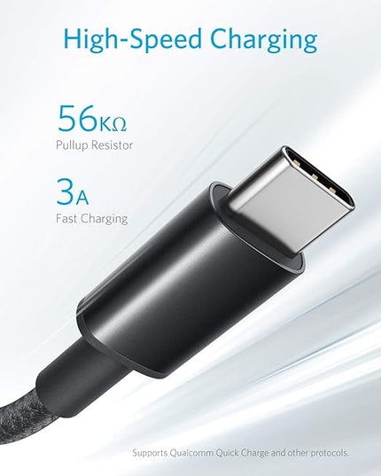 Anker Cable [5 Pack, 6FT], USB A to USB C Cable for iPhone 17 Series,Samsung Galaxy S10 S10+, LG V30, Beats Fit Pro and More (Black)