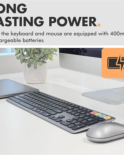 X9 Wireless Bluetooth Keyboard and Mouse Combo (Bluetooth, 2.4Ghz, USB C Wired) - Multi-Device Rechargeable Slim Keyboard and Mouse for Laptop, Windows, PC, Mac, iPad iOS, Android