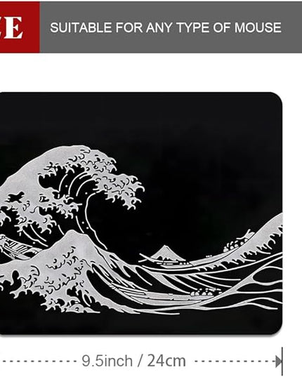 Black Wave of Kanagawa Square Mouse pad, Texture, Waterproof, Anti Slip Rubber Base, Computer Mouse pad, Laptop Mouse pad