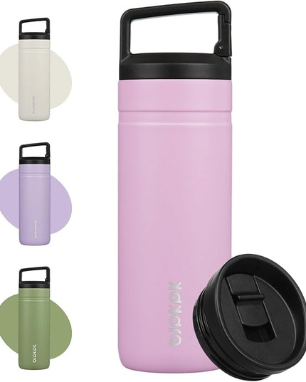 BJPKPK Insulated Water Bottle with 2 Lids,20 oz Double Wall Stainless Steel Vacuum Tumbler Travel Coffee Mug,Wide Mouth Thermal Cup,Light Pink