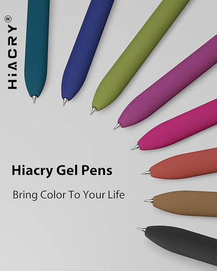 Hiacry 8 Pcs Gel Ink Pens, 0.7mm Fine Point for Smooth Writing Journaling Aesthetic Pens, Black Quick-Dry Long Lasting Fidge Pens, Cute School Office Supplies Gifts for Women （Vintage Black Ink）