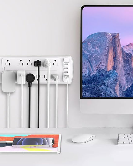 Power Strip, ALESTOR Surge Protector with 12 Outlets and 4 USB Ports(1 USB C Port), 10 Feet Extension Cord (1875W/15A), 2700 Joules, ETL Listed, White