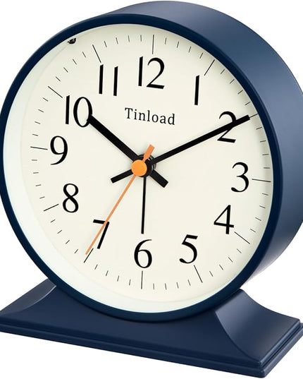 4.5"Retro Analog Alarm Clock,Vintage decor , Super Silent Non Ticking Small Clock with Manual Light, Snooze, Battery Operated, for Bedroom, Living Room, Office,Nightstand, Bedside, Desk ,Table(Blue)