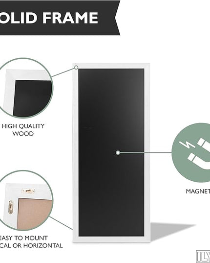 Ilyapa Extra Large Magnetic Chalk Board for Wall - Hanging Sandwich Menu Signs for Restaurant, Cafe, Food Truck, or Kitchen - 58x25 Inches - White