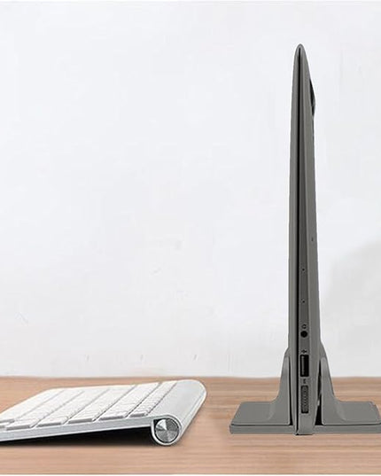 Vertical Laptop Stand for Desk [Adjustable] Sturdy Aluminum Dock Fits All Laptops (up to 20.3 inches) Space Saving, Modern Compact Holder, Compatible with MacBook Pro/Air, Surface, HP, Dell (Gray)