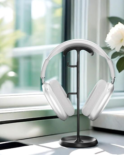 Headphone Stand for Desk, Headphone Holder with Cable Organizer Storage Tray Compatible for AirPods Max, Pro, Beats, Gaming Headset Stand. 【No Tools Required】 ME-2 (Black)