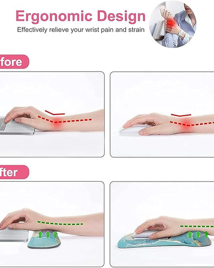 LATEEFAH Mouse Pad with Wrist Rest, 3-in-1 Gaming Mouse Pad, Keyboard Wrist Rest, Ergonomic Memory Foam Mousepad with Wrist Support for Computer Keyboard