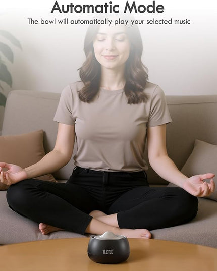 Portable Electronic Tibetan Singing Bowl, 8 Healing Frequencies (396-963Hz), Auto/Manual Mode, Vibration & Timer - USB-C Rechargeable Meditation Device for Yoga, Relaxation, Reiki, Best Gift Choice