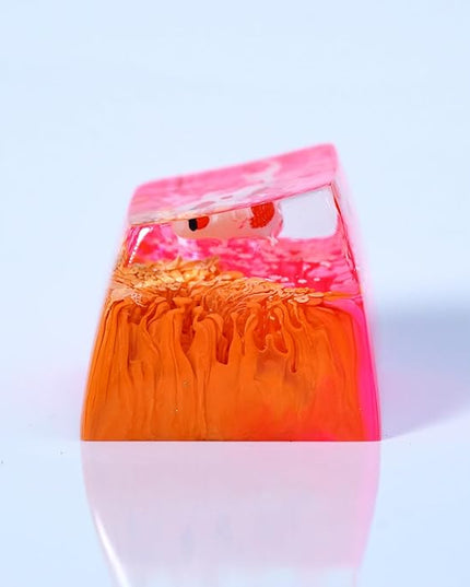 Kohaku Koi Fish Artisan Keycap Pink and Orange Ocean Coral Reef R1 SA Profile Custom Keycaps 1U ESC Handmade Gaming Resin Key Cap Cherry MX Switch Compatible Mechanical Keyboard Koi Lover Gift