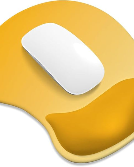ITNRSIIET Ergonomic Mouse Pad, Cushioned Gel Wrist Rest, Non-Slip Base, Smooth Surface, Cute Multi-Color, 9.5 x 8.2 in, Yellow Gradient