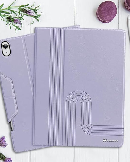H HOLIMET Case for iPad Air 11 inch 2025 (M3)/2024 (M2) /iPad Air 5th Generation 2022/iPad Air 4th Generation 2020 10.9 Inch with Pencil Holder Shockproof Protective Cover Vegan Leather (Purple)