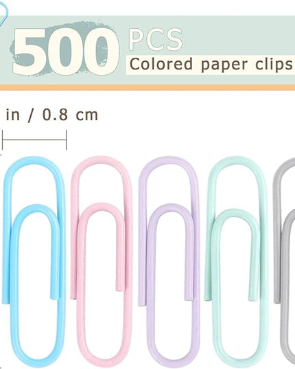 Tamaki 500 PCS Paper Clips, Medium Size Colored Papers Clips, Colored Clip for Paper Work Office School and Personal Use