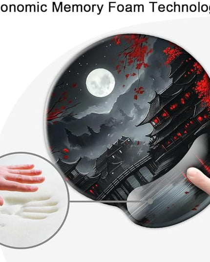 Ergo Comfort Gel Wrist Rest Mouse Pad-Ergonomic Office Mousepad with Wrist Support-Non-Slip, Design Desk Accessories Mat for Home&Game Decor Full Moon