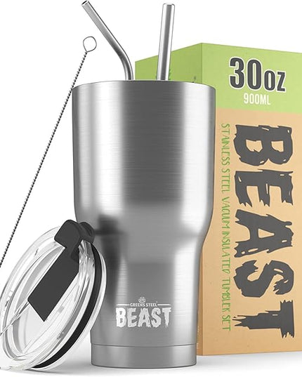 Beast 30 oz Tumbler Stainless Steel Vacuum Insulated Coffee Ice Cup Double Wall Travel Flask (Stainless Steel)