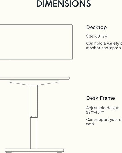 FLEXISPOT EN1 One-Piece Standing Desk 60 x 24 Inches Height Adjustable Electric Desk (Silver Frame + Grey Wood Grain Top, 2 Packages)