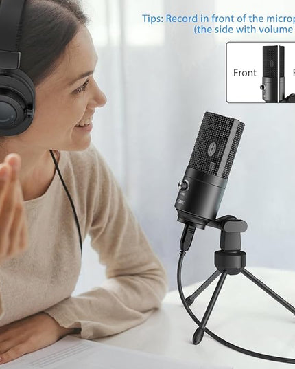 FIFINE USB Microphone, Metal Condenser Recording Microphone for MAC OS, Windows, Cardioid Laptop Mic for Recording Vocals, Voice Overs, Streaming, Meeting and YouTube Videos-K669B