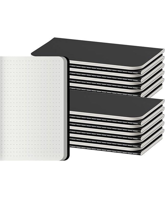 Dot Grid Pocket Notebooks, 20 Pack Mini Notebook Bulk, 3.5x5.5 inch, A6 Size Thick 80GSM Dotted Paper, Black Cover Small Journal for Men, Women, Work, Journaling & Business Notes