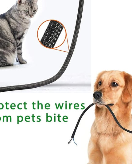 50ft - 1/2 Inch Heavy-Duty Braided Cable Sleeve, Split Wire Loom Tubing Cord Protector for USB/Power/Audio Cables - Flame Retardant, Pet Chew Proof - Black