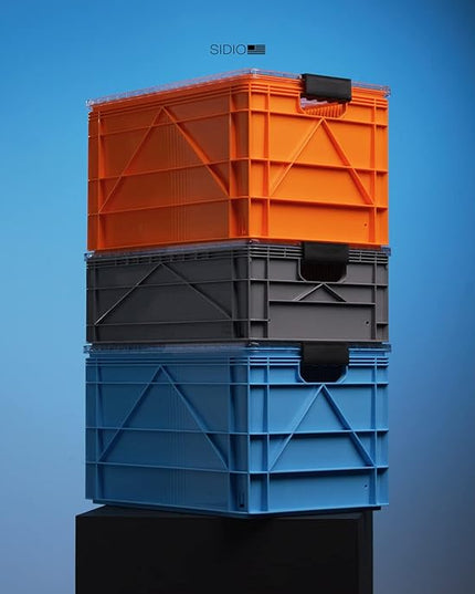 SIDIO CRATE Pro Pack - Two Full Size and One Half Size SidioCrate, Stackable Outdoor Organizer Storage Bins with Clear Lid and Dividers - UTILITY Variety Pack