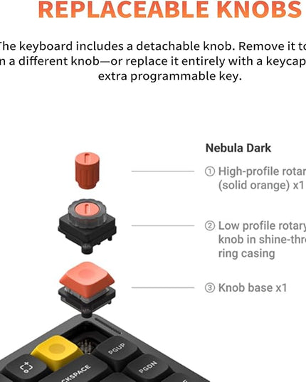 nuphy Air75 V3 Hot Swappable Wireless Mechanical Keyboard, 84 Keys 75% Custom Low Profile Keyboard with Knob, RGB Backlit, Gasket Mounted, Support Bluetooth/2.4GHz/USB-C,Black-Blush Nano