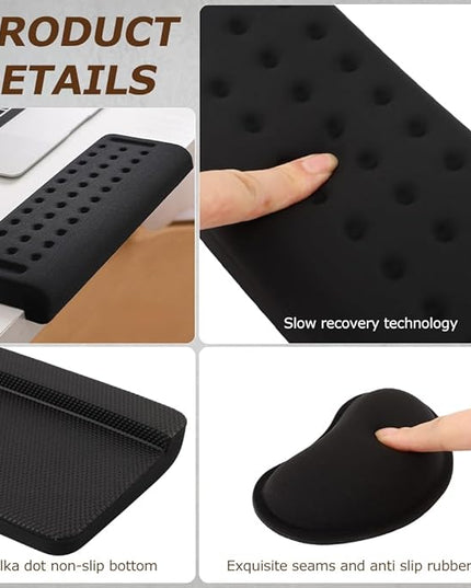 L-Shaped Desk Elbow Pad for Desk, Wrist Rest for Mouse, Memory Foam Elbow Pads with Non-Slip, Ergonomic Desk Edge Cushion, Wrist Support Arm Rest for Office and Gaming