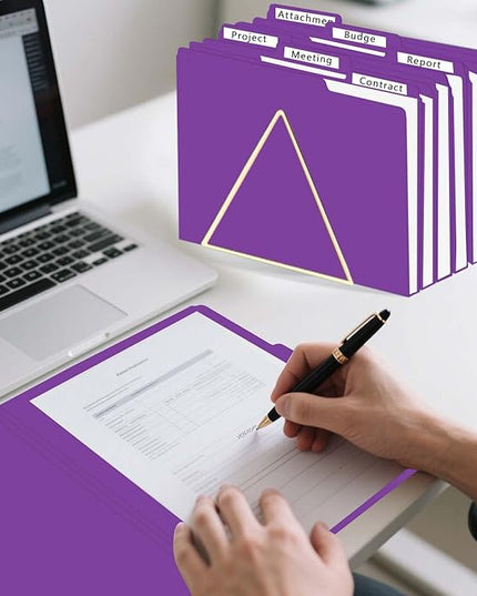 File Folder, HERKKA 30 Pack 1/3 Cut Tab File Folders, File Folders Great for Organizing and Filing, Letter Size, Purple