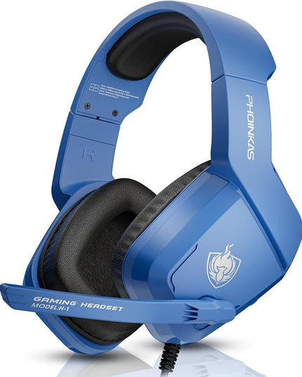 PHOINIKAS Gaming Headset for PS4, PS5, PC, Laptop, Stereo Over Ear Gaming Headphones with Noise-Canceling Mic, Gaming Headsets for XboxOne, Switch, Laptop, Mac, Phone (Navy Blue)