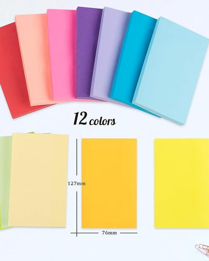 Large Sticky Notes,1200 Sheets Memo Pads,3 x 5 in Bright Colored Note Pads,Clean Removal Super Self-Stick Notes,12 Colors Notepads,Pastel Ruled Post Stickies for Office,Home,School Supplies