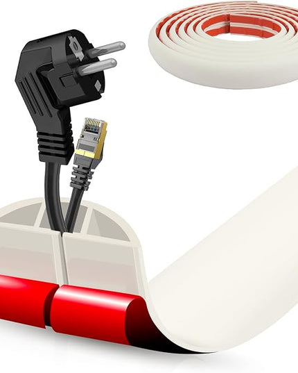 Floor Cord Cover Cable Cavity Self Adhesive Cord Hider Floor 10FT Floor Cable Management Power Cord Protector Floor Electric Cord Covers for Offices, Gym, Exhibitions (Beige, 1.57" x 10')