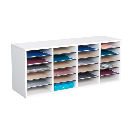 Safco Literature Organizer, 36 Compartments, Office and Classroom Mailbox with Adjustable Shelves, Wood Paper and Mail Sorter, Medium Oak