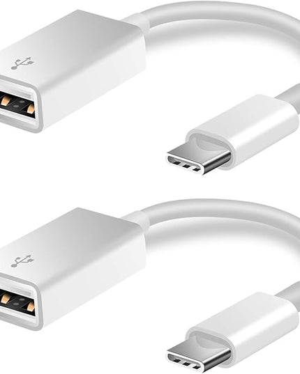 FLEAVER USB C to USB Adapter [2 Pack],Type-C OTG Cable Type C Male to USB A Female Adapter Compatible with Pro/Air 2019 2018 2017,S20 S20+ Ultra Note 10 S9 S8 (White)