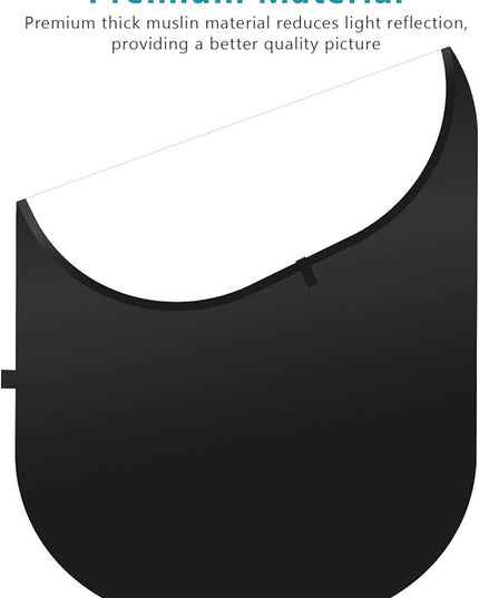 Neewer 5x7ft/1.5x2m Chromakey Foldable Backdrop with Stand 8.5ft/2.6m, 2-in-1 Reversible Black White Green Background Panel for Photography Studio, Live Streaming, Video Calls, Games