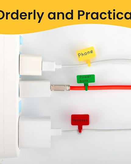 Cable Marker Tie Tags, 154Pcs Self-Locking Zip Tags Write on Label, Nylon Wire Label Multicolor Network Marking (Marker Pen+Sticker 5Colors/6Inch)