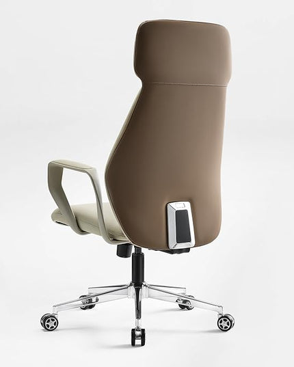 EUREKA ERGONOMIC Aric Executive Office Chair, High Back Computer Desk Chair with Lumbar Support, Premium PU Leather, Ergonomic Armrests, Height Adjustable Swivel Base (Beige)