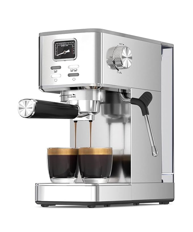 Espresso Machine 20 Bar, Compact Espresso Coffee Machine with Steam Milk Frother & 47oz Removable Water Tank, Hot Water Function for Home Cappuccino, Latte