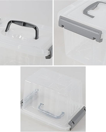 3 L Small Clear Storage Latch Box, 6 Pack Plastic Stackable Organizer Containers with Lids