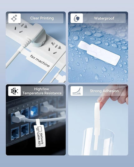 NIIMBOT B18/N1 Thermal Transfer Labels 0.55" x 3.35" (14x85mm), Only for B18/N1 Label Maker, PET Material, Waterproof and High-Temperature Resistance, Long Storage Time,White